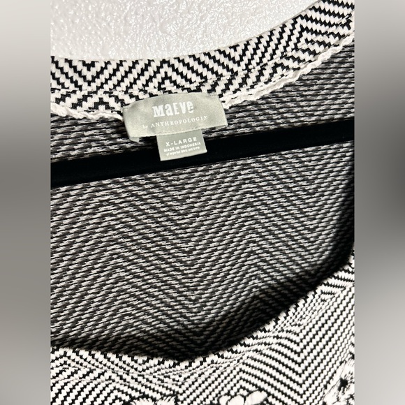 Anthropologie Monochrome Floral Chevron Blouse Size XL - Picture 3 of 5